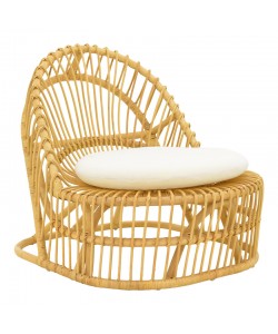 Πολυθρόνα Tromso paakoworld pe rattan σε φυσική απόχρωση με εκρού χρώμα μαξιλάρι 80x85x98εκ