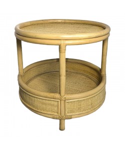 Βοηθητικό τραπέζι Moody pakoworld pe rattan σε φυσική απόχρωση Φ55x51εκ