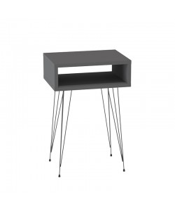 Κομοδίνο Naida pakoworld σε ανθρακί απόχρωση -μαύρα μεταλλικά πόδια 40x30x59εκ