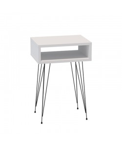 Κομοδίνο Naida pakoworld σε λευκή απόχρωση -μαύρα μεταλλικά πόδια 40x30x59εκ