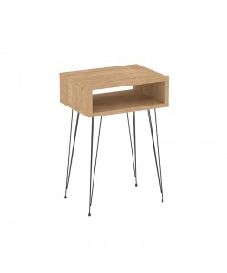 Κομοδίνο Naida pakoworld σε oak απόχρωση -μαύρα μεταλλικά πόδια 40x30x59εκ