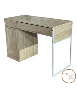 Γραφείο εργασίας Kantor pakoworld σε φυσική απόχρωση με λευκό μεταλλικό πόδι 110x50x76εκ