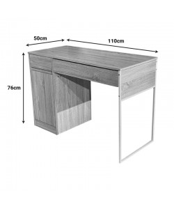 Γραφείο εργασίας Kantor pakoworld σε φυσική απόχρωση με λευκό μεταλλικό πόδι 110x50x76εκ