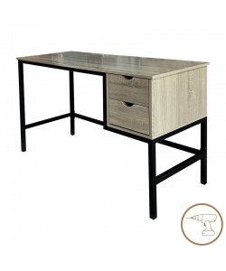 Γραφείο εργασίας Ramen pakoworld σε sonoma απόχρωση με μαύρα μεταλλικά πόδια 120x48x76εκ