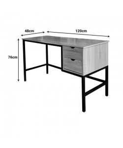 Γραφείο εργασίας Ramen pakoworld σε sonoma απόχρωση με μαύρα μεταλλικά πόδια 120x48x76εκ