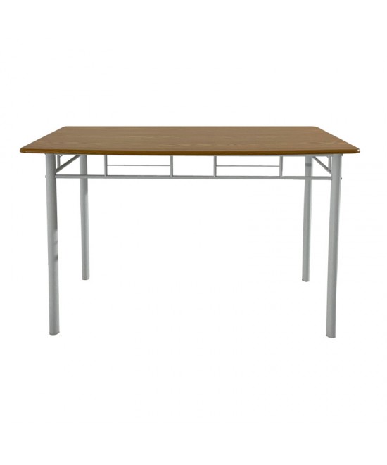 Τραπεζαρία Roza II pakoworld σετ 5τμχ mdf σε φυσική απόχρωση με λευκά μεταλλικά πόδια 110x60x74εκ