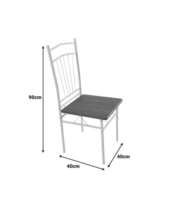 Τραπεζαρία Roza II pakoworld σετ 5τμχ mdf σε φυσική απόχρωση με λευκά μεταλλικά πόδια 110x60x74εκ