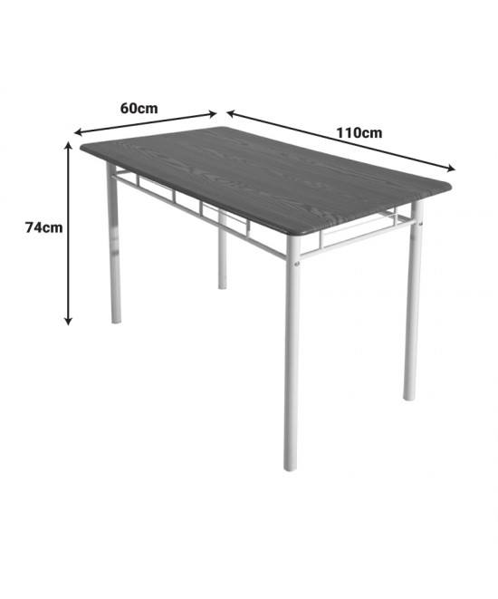Τραπεζαρία Roza II pakoworld σετ 5τμχ mdf σε φυσική απόχρωση με λευκά μεταλλικά πόδια 110x60x74εκ