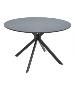 Τραπέζι Xuson pakoworld mdf σε ανθρακί απόχρωση με πόδι μαύρο μέταλλο Φ120x75εκ