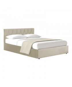 Κρεβάτι διπλό Kamaho pakoworld βελούδο κρεμα με αποθηκευτικό χώρο 160x200εκ