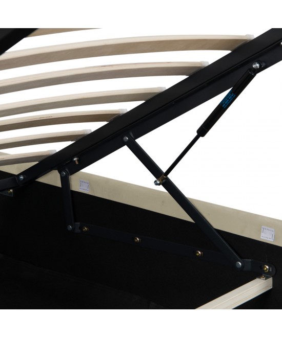 Κρεβάτι διπλό Kamaho pakoworld βελούδο κρεμα με αποθηκευτικό χώρο 160x200εκ