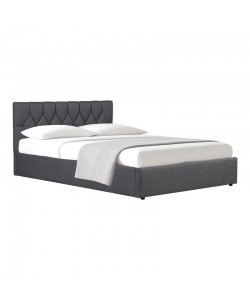 Κρεβάτι διπλό Kamaho I pakoworld ύφασμα ανθρακί με αποθηκευτικό χώρο 160x200εκ