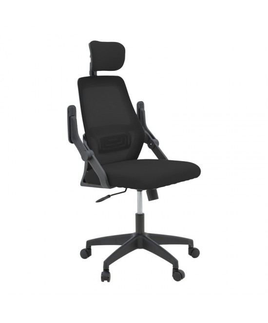 Καρέκλα γραφείου Peja pakoworld mesh ύφασμα μαύρο 58x60x107-117εκ