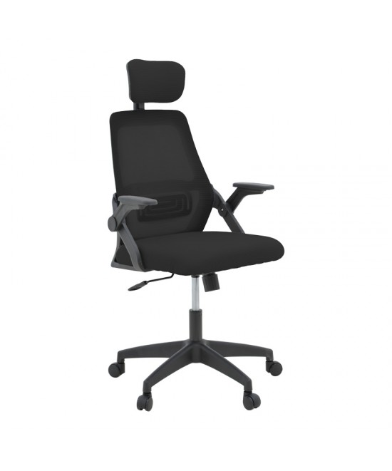 Καρέκλα γραφείου Peja pakoworld mesh ύφασμα μαύρο 58x60x107-117εκ