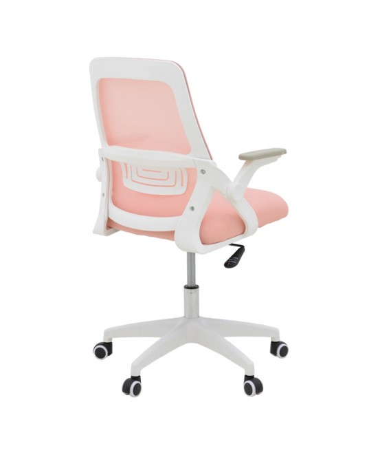 Καρέκλα γραφείου Reji pakoworld mesh ύφασμα ροζ-σκελετός λευκό 58x60x89-99εκ