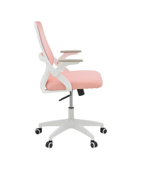 Καρέκλα γραφείου Reji pakoworld mesh ύφασμα ροζ-σκελετός λευκό 58x60x89-99εκ