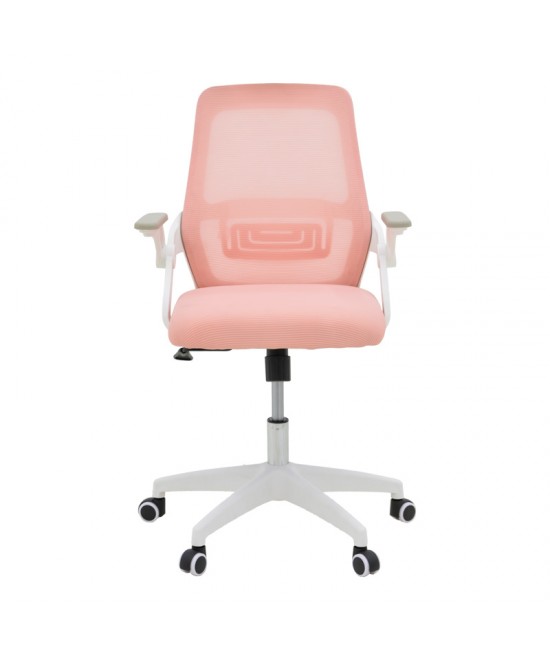 Καρέκλα γραφείου Reji pakoworld mesh ύφασμα ροζ-σκελετός λευκό 58x60x89-99εκ
