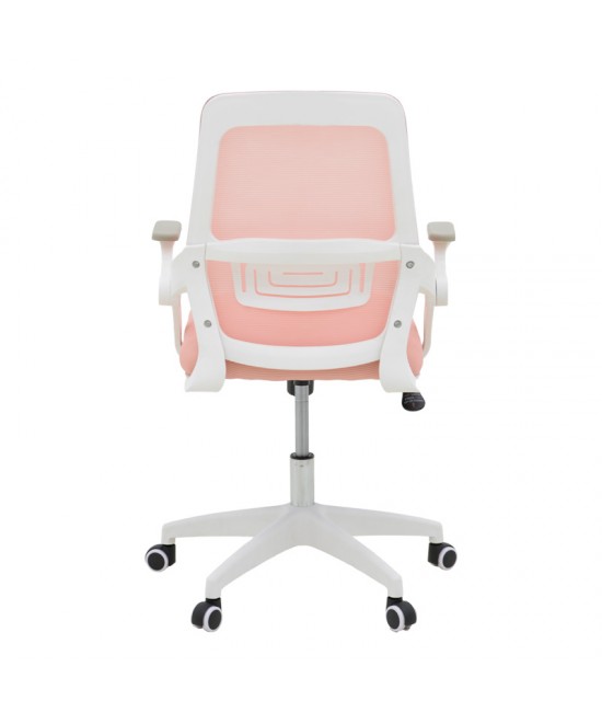 Καρέκλα γραφείου Reji pakoworld mesh ύφασμα ροζ-σκελετός λευκό 58x60x89-99εκ