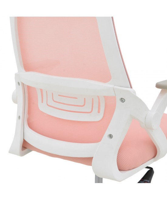 Καρέκλα γραφείου Reji pakoworld mesh ύφασμα ροζ-σκελετός λευκό 58x60x89-99εκ