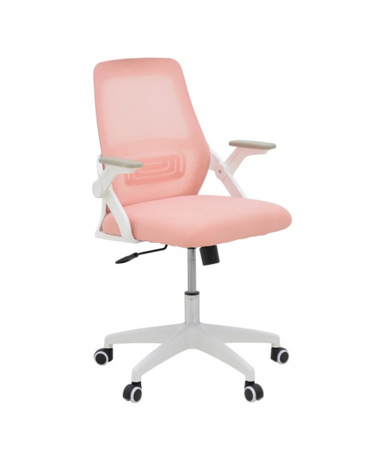 Καρέκλα γραφείου Reji pakoworld mesh ύφασμα ροζ-σκελετός λευκό 58x60x89-99εκ