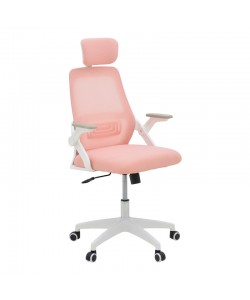 Καρέκλα γραφείου Peja pakoworld mesh ύφασμα ροζ-σκελετός λευκό 58x60x107-117εκ