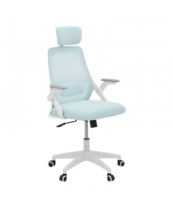 Καρέκλα γραφείου Peja pakoworld mesh ύφασμα σιελ-σκελετός λευκό 58x60x107-117εκ