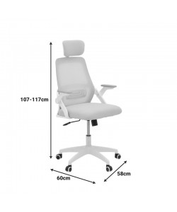 Καρέκλα γραφείου Peja pakoworld mesh ύφασμα σιελ-σκελετός λευκό 58x60x107-117εκ