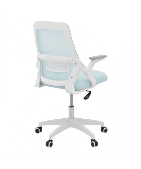 Καρέκλα γραφείου Reji pakoworld mesh ύφασμα σιελ-σκελετός λευκό 58x60x89-99εκ