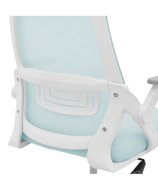 Καρέκλα γραφείου Reji pakoworld mesh ύφασμα σιελ-σκελετός λευκό 58x60x89-99εκ