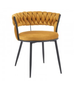 Πολυθρόνα Alkia pakoworld σε κίτρινο βελούδο με μαύρο πόδι μέταλλο 60x57x68εκ