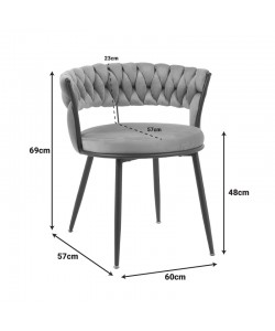 Πολυθρόνα Alkia pakoworld σε κίτρινο βελούδο με μαύρο πόδι μέταλλο 60x57x68εκ