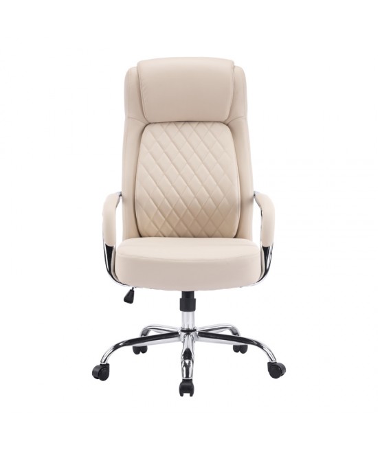 Καρέκλα γραφείου διευθυντή Rianda pakoworld pu σε μπεζ απόχρωση 70x64x116-124εκ