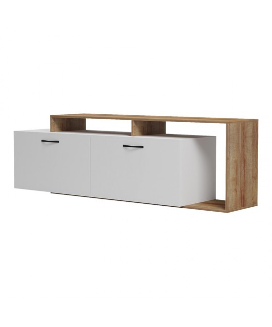 Έπιπλο τηλεόρασης Tobler pakoworld σε oak- λευκή απόχρωση 170x40x53εκ