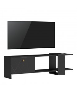 Έπιπλο τηλεόρασης Standi pakoworld σε μαύρο-μαύρο μαρμάρου απόχρωση 120x25x36.8εκ