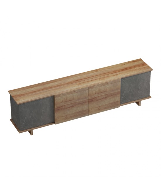 Έπιπλο τηλεόρασης Zafore  pakoworld σε oak-καφέ antique απόχρωση 180x33x50εκ