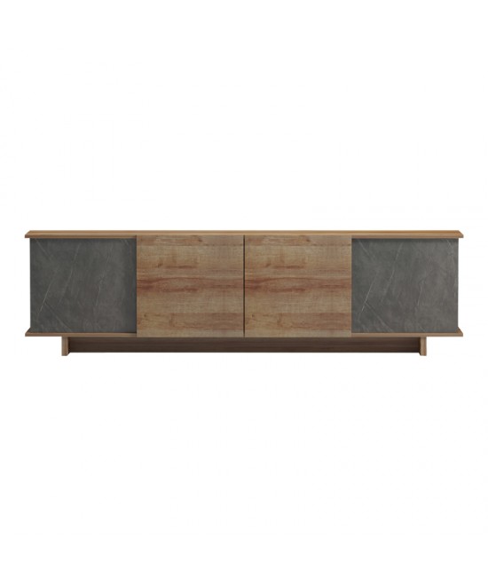 Έπιπλο τηλεόρασης Zafore  pakoworld σε oak-καφέ antique απόχρωση 180x33x50εκ