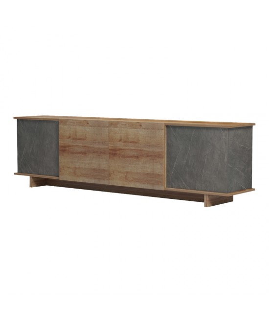 Έπιπλο τηλεόρασης Zafore  pakoworld σε oak-καφέ antique απόχρωση 180x33x50εκ