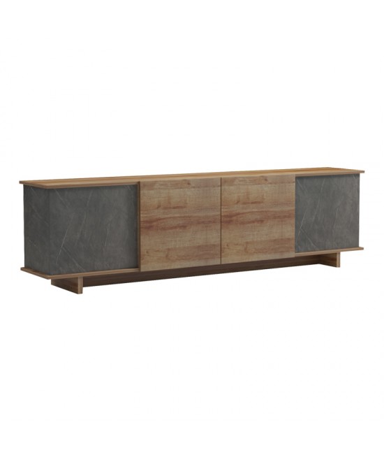 Έπιπλο τηλεόρασης Zafore  pakoworld σε oak-καφέ antique απόχρωση 180x33x50εκ