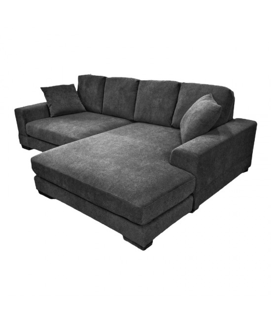 Γωνιακός καναπές Cornerdo pakoworld αναστρέψιμος ύφασμα σε ανθρακί απόχρωση 265x175x85εκ