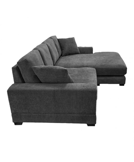 Γωνιακός καναπές Cornerdo pakoworld αναστρέψιμος ύφασμα σε ανθρακί απόχρωση 265x175x85εκ