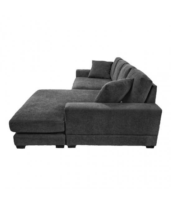 Γωνιακός καναπές Cornerdo pakoworld αναστρέψιμος ύφασμα σε ανθρακί απόχρωση 265x175x85εκ