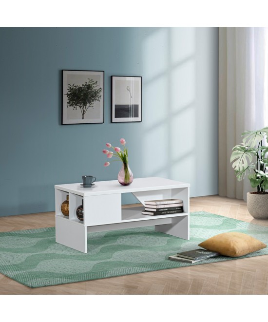 Τραπέζι σαλονιού Naya pakoworld σε λευκή απόχρωση 93x46x43εκ