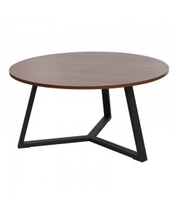 Τραπέζι σαλονιού Berton pakoworld σε καρυδί απόχρωση με μαύρο μέταλλο Φ80x40εκ