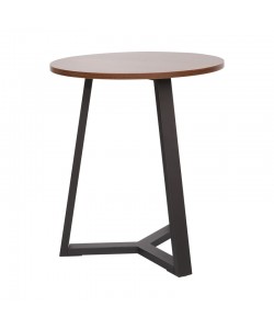Βοηθητικό τραπέζι Trepolo pakoworld σε καρυδί απόχρωση με μαύρο μέταλλο Φ45x52εκ