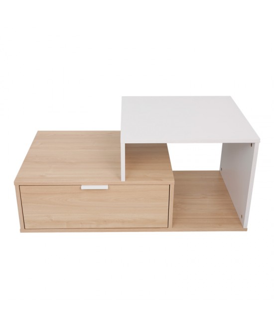 Τραπέζι σαλονιού Vople pakoworld σε φυσική-λευκή απόχρωση 90x50x40εκ