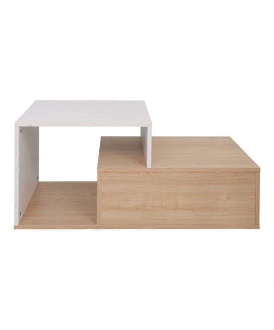 Τραπέζι σαλονιού Vople pakoworld σε φυσική-λευκή απόχρωση 90x50x40εκ