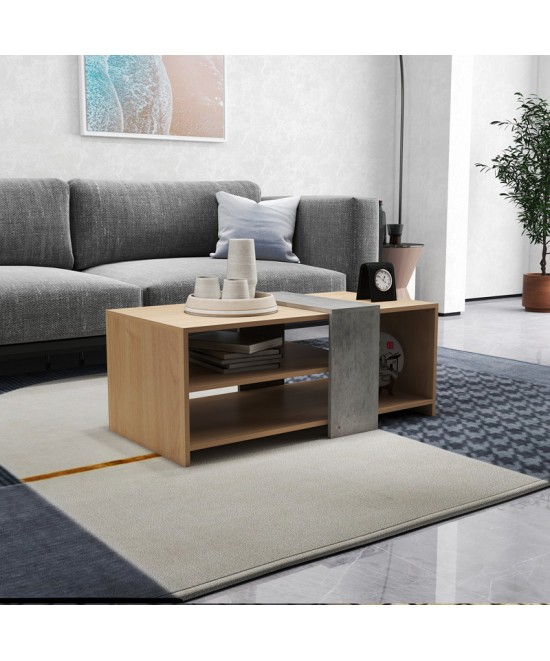 Τραπέζι σαλονιού Cozeto pakoworld σε φυσική με γκρι cement απόχρωση 100x53x41.5εκ