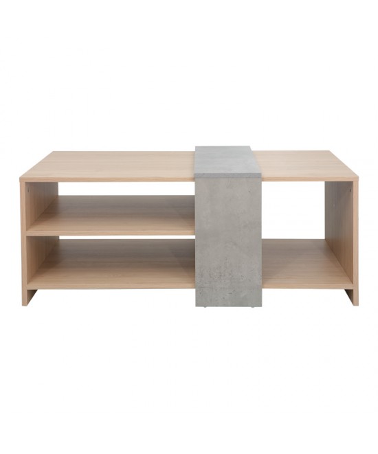 Τραπέζι σαλονιού Cozeto pakoworld σε φυσική με γκρι cement απόχρωση 100x53x41.5εκ