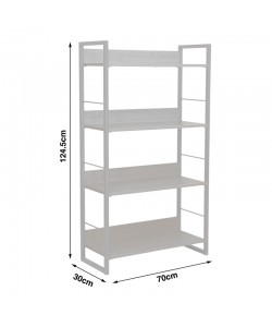 Βιβλιοθήκη Dorfie pakoworld σε φυσική απόχρωση με μαύρο μέταλλο 70x30x124.5εκ