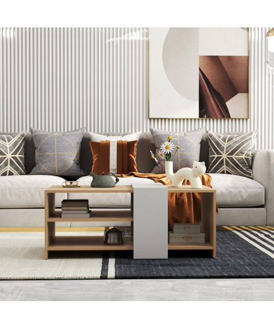 Τραπέζι σαλονιού Cozeto pakoworld σε φυσική-λευκή απόχρωση 100x53x41.5εκ